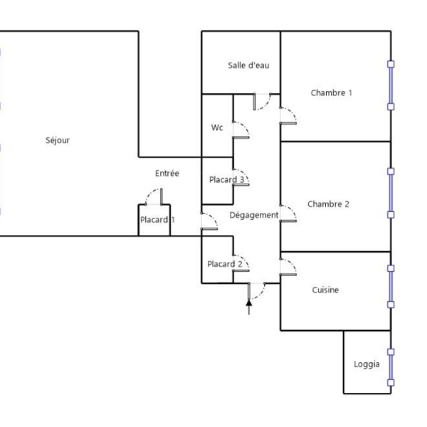 Plan appartement 92 m² 2 chambres Prado Borély 1300
