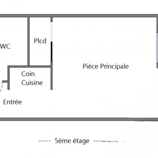 Plan du studio 19 m² – La Canebière Marseille 13001